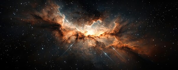 Poster - Cosmic abstract background idea. Stunning cosmic view of interstellar clouds illuminated by distant stars and nebulae.