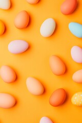 Aufkleber - Vibrant Easter Egg Display on Bright Orange Background