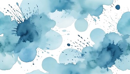 Poster - Abstract Watercolor Splashes and Circles in Blue Hues