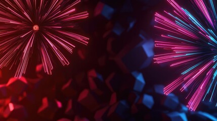 Poster - Fireworks abstract background idea. Colorful fireworks burst in vibrant hues against a dark background, creating a festive atmosphere.