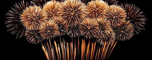 Poster - Fireworks abstract background idea. Stunning display of vibrant fireworks lighting up the night sky in various colors.