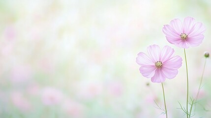 Poster - Soft Pink Flowers in Bloom Serene Garden Nature Wallpaper