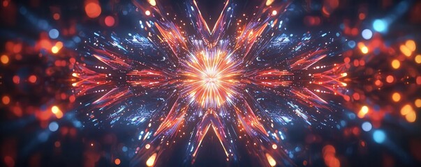 Poster - Fireworks abstract background idea. Vibrant abstract background with dynamic light effects and colorful fractal patterns.