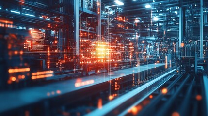 Poster - Abstract Technological Background with Digital Industrial Elements
