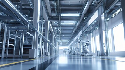 Poster - 3d rendering of an automated warehouse with robotic arms