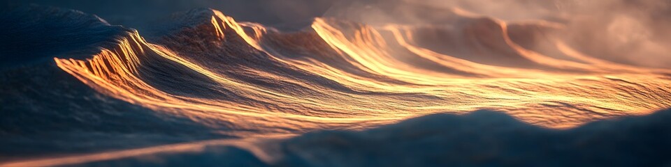 Aufkleber - Wide shot of The Wave s glowing sandstone ridges illuminated by golden hour light, with vibrant patterns casting dynamic shadows, in 4K resolution