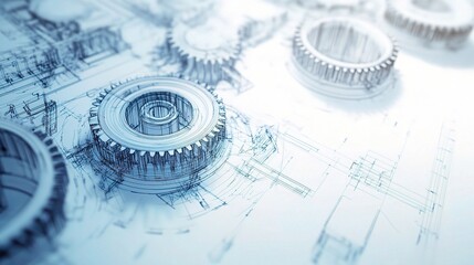 Poster - Precision Blueprint of Mechanical Gears and Components Design