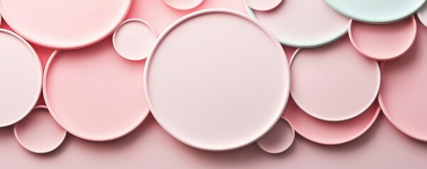 Aufkleber - Circles abstract background concept. A collection of pastel plates arranged in a visually engaging layout.