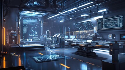 Poster - High-Tech Factory With Digital Displays and Advanced Machines