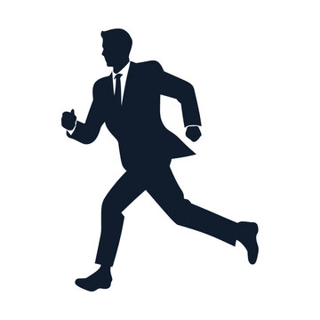 Business man Run Pose silhouette a bus Pro Vector