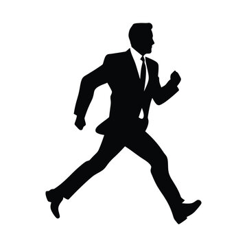 Business man run vector silhouette