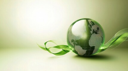 Poster - Illustrated Earth on Soft Green Background for Business Presentations