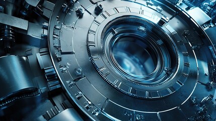 Poster - Sleek Metal Surfaces in Industrial Background with Futuristic Design