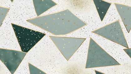 Poster - Abstract Geometric Pattern Green Gold Triangles