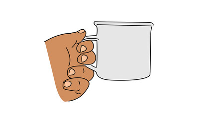 Wall Mural - line art color of hands holding a coffee cup