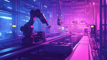 Wall Mural - Advanced Technology in Fully Automated Manufacturing Plant Environment