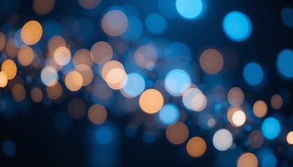 Abstract blue background with bokeh lights and a gold shiny festive design