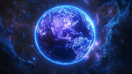 Wall Mural - cosmic event witnessing earth from space digital art vibrant environment outer space viewpoint celes