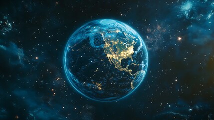 Wall Mural - exploring earth from space a stunning visual of our planet outer space digital art cosmic serenity v
