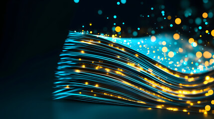 Poster - Vibrant waves of light and particles create a dynamic abstract background