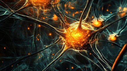 Poster - abstract digital background depicting technology and neural networks