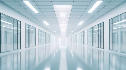 Poster - futuristic laboratory interior with semiconductor research space