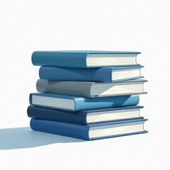 Wall Mural - Stack of six blue and grey books on white background