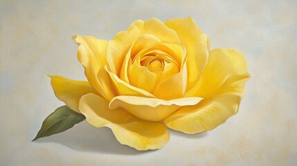 Poster - Isolated yellow rose on a white background, with its soft petals and radiant color creating an elegant and minimalistic visual.