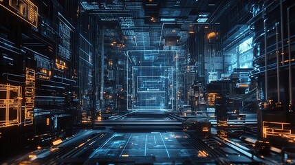 Poster - Futuristic Digital Concept of Industrial Control System Environment