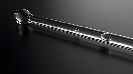 Poster - Glass Rod with Droplets of Liquid on Dark Background