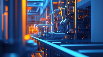 Poster - smart factory with automated machines and advanced engineering solutions