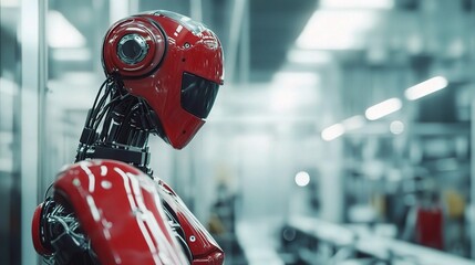 Poster - modern industrial robot in a high-tech factory environment