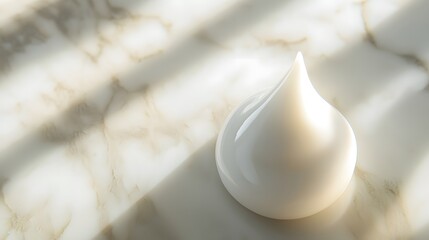 Poster - White Cream Drop On Marble Surface With Light