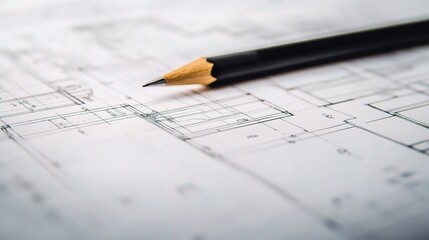 Poster - detailed blueprints of a new building under construction