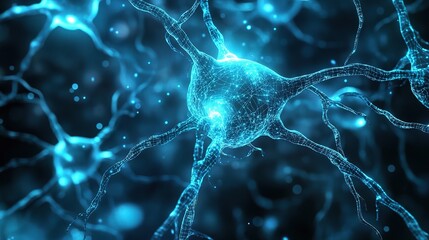 Poster - Abstract Digital Background with Blue Neural Technology Design