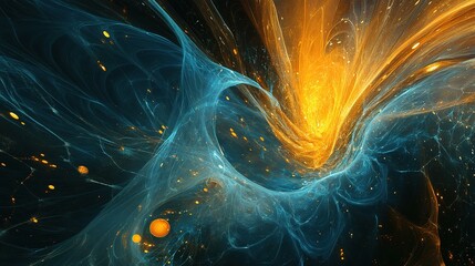 Poster - vibrant abstract digital background in blue and orange shades