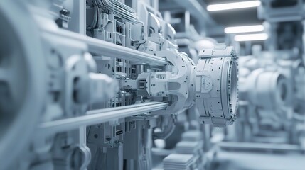 Poster - 3d model of industrial machinery in assembly line context