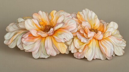 Poster - Two beautifully crafted flowers in soft pastel colors.