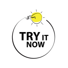 try it now sign on white background