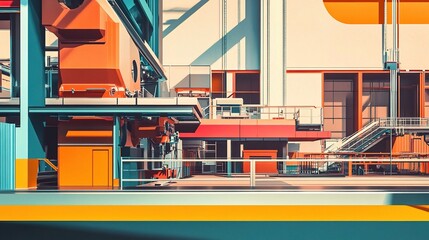 Poster - vibrant workshop with machinery in an automobile production facility