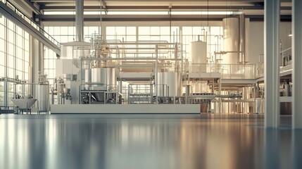 Poster - modern industrial factory interior with clean machinery and equipment