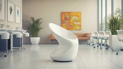 Sticker - Modern White Chair Design in Minimalist Interior Space