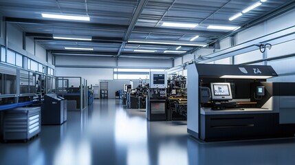 Poster - modern interior of a high-tech metalworking shop
