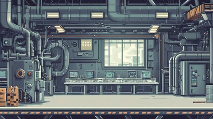 Poster - seamless vector illustration of a modern factory production line