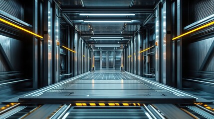 Poster - Modern Industrial Warehouse with Automated Moving Systems