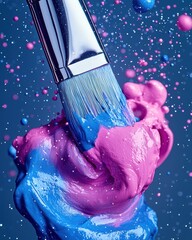 Poster - Vibrant paint splash action creative studio colorful environment close-up view art concept
