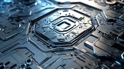 Poster - High-Tech Industrial Background with Metallic Surfaces and Details