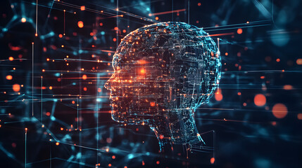 Concepts of artificial intelligence (AI) and machine learning highlight modern technology and network connectivity.