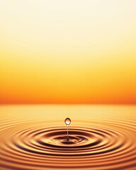 Poster - Water drop impact creating ripples at sunset nature calm environment aesthetic viewpoint