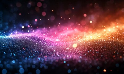Wall Mural - A vibrant abstract background featuring colorful particles and bokeh effects.